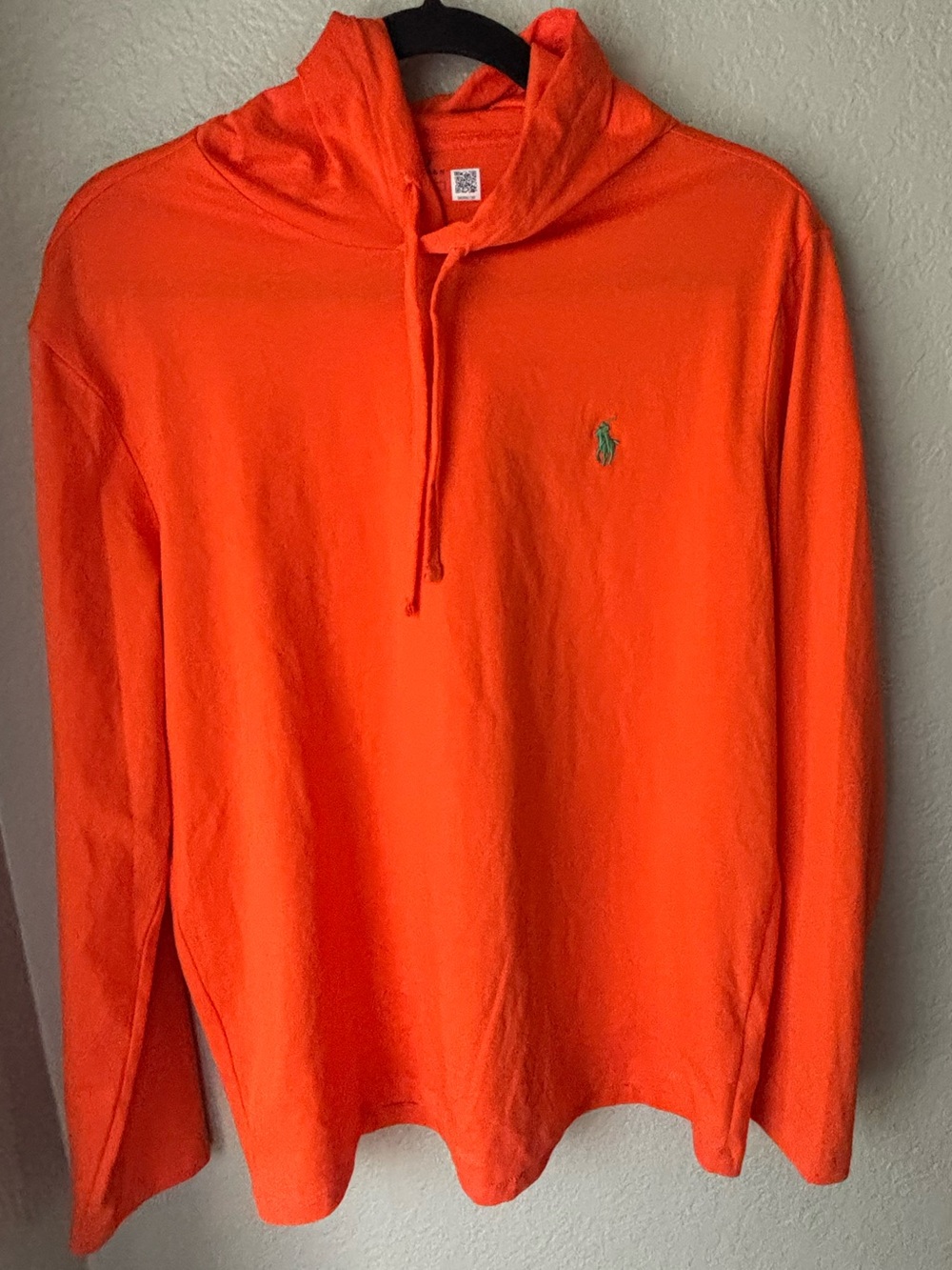 Ralph Lauren Orange Pullover Hoodie with Blue Logo - Picture 4 of 8